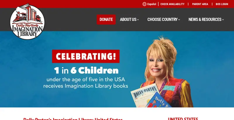 Dolly Parton's Imagination Library United States home page